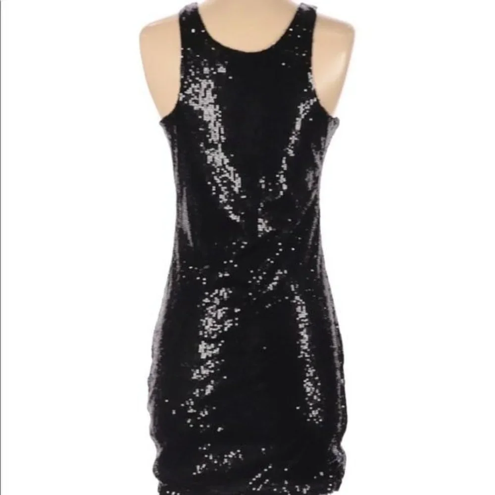 BLQ. MKT Black Sequin Racer Back Cocktail Dress Size Small - Picture 3 of 7